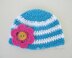 Crochet Stripe Baby Hat with Detachable Flower