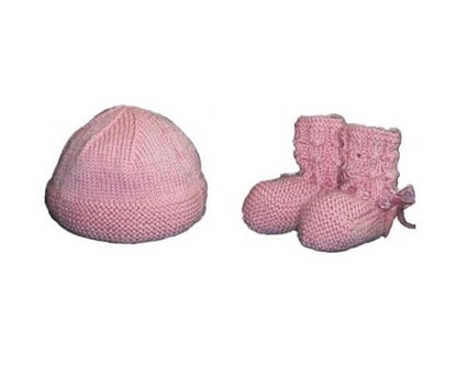 Pink Frosting Bootees and Hat