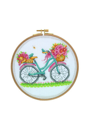 Creative World of Crafts Birds, Blooms & Bicycles Cross Stitch Kit (18.5cm)