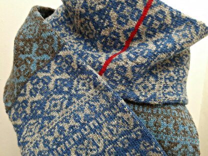 Fair Isle Scarf in Blues and Greys Knitting pattern by Michael Harrigan ...