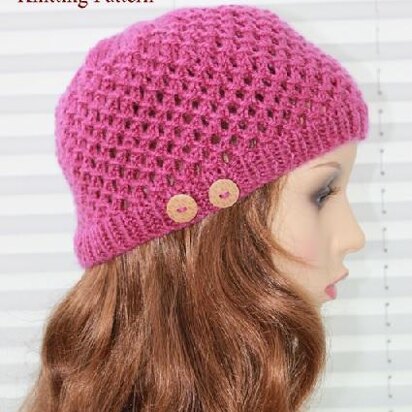 Knitting Pattern ladies hat beanie UK & USA Terms #12