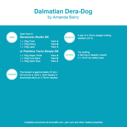 Dalmatian - Toy Dog Knitting Pattern in Deramores Studio DK Acrylic 