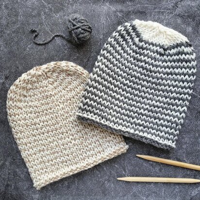 Simple Hat, Striped Hat, Knit Beanie Hat