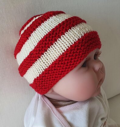 Scotty - Babies 8ply striped ridged beanie