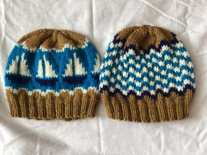 The Filey Boats and Filey Waves Beanie Hats