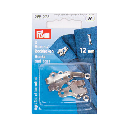 Prym Trouser Hooks and Bars 12mm - Silver