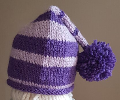 Striped Pom Pom Hat