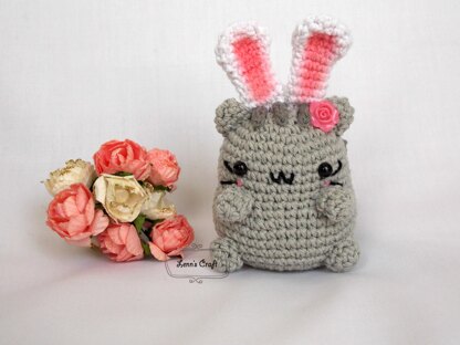 Pusheen Cute Cat with bunny ear amigurumi crochet PATTERN