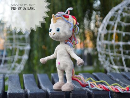 Crochet Pattern Amigurumi Rainbow the unicorn toy