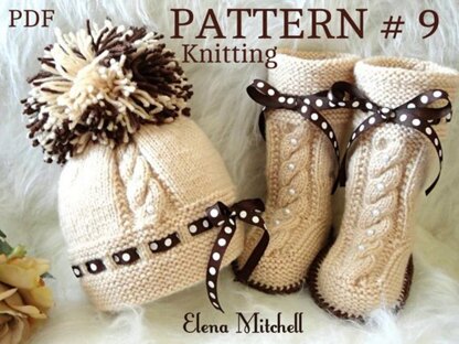 Knitting PATTERN Lovely Baby Set Baby Girl Booties and Cap