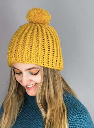 Happy Hat - Free Knitting Pattern for Women in Paintbox Yarns Simply Super Chunky by Paintbox Yarns