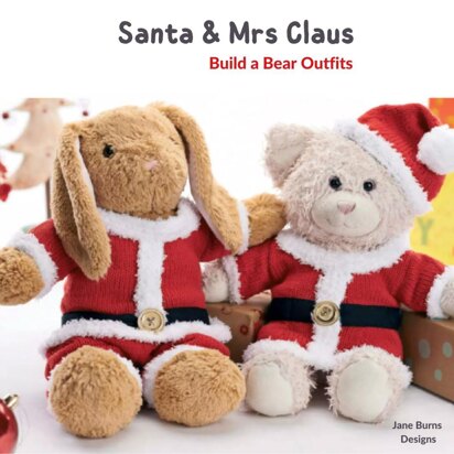 Santa and Mrs Claus Bear Outfits - knitting pattern
