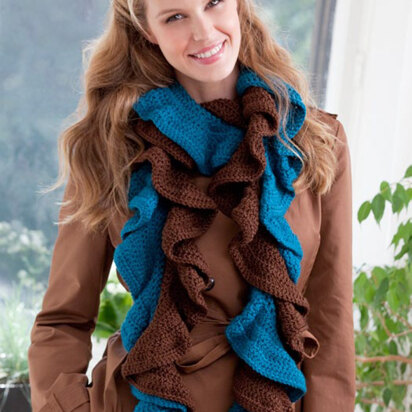 Double Your Ruffles Crochet Scarf in Red Heart Super Soft - LW2690 - Downloadable PDF