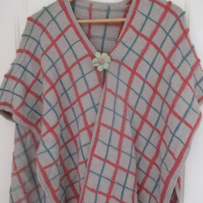 Checked Blanket Poncho