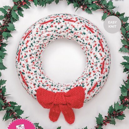 Sparkling Bow Wreath in King Cole Yummy & Glitz DK - KCCFP2020 - Downloadable PDF