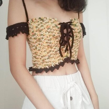 Snowdrop Lace Front Crop Top: Crochet pattern