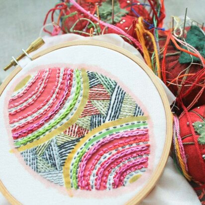 Dropcloth Samplers Colorburst - Pysanka - Embroidery Kit - 5in x 5in