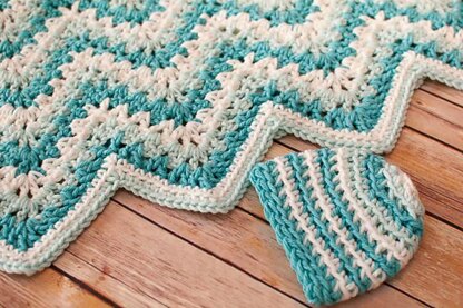 Gentle Ripple Baby Blanket and Hat