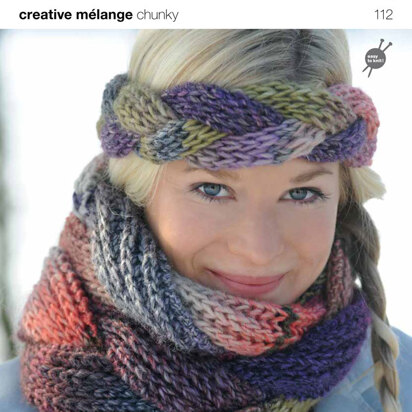 Plaited Scarf and Headband in Rico Creative Melange Chunky - 112