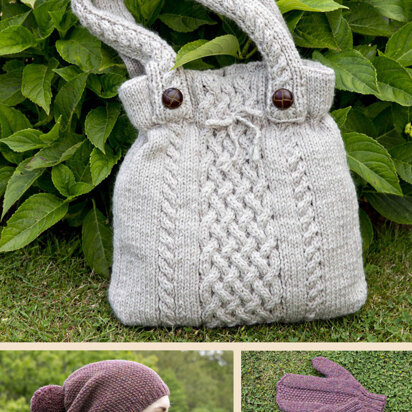 Handbag, Hat and Mitts in Twilleys Freedom Alfresco Aran - 9211