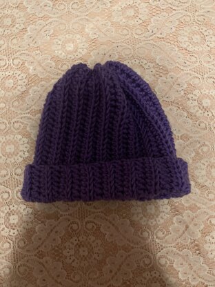 Easy ribbed crochet beanie