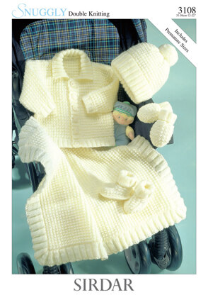 Jacket, Hat, Mittens, Bootees and Blanket in Sirdar Snuggly DK - 3108 - Downloadable PDF