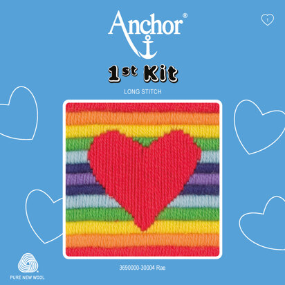 Anchor 1st Kit - Herz auf Regenbogen - Langstich Stickpackung