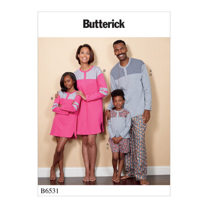 Butterick Oberteil, Tunika, Shorts und Hosen für Damen/Herren/Kinder/Jungen/Damen B6531 - Schnittmuster