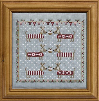 Historical Sampler Company Chilly Dogs Cross Stitch Kit - 25cm x 23cm