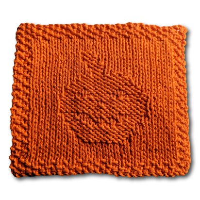Oct: Jack-o'-Lantern Washcloth - knitting pattern
