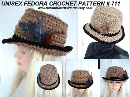 711 UNISEX FEDORA HAT, crochet pattern