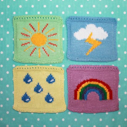 Weather Symbols Intarsia Squares