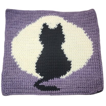Cat on Full Moon Pillow Sham