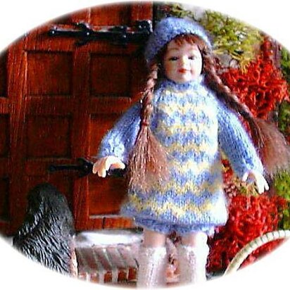 1:12th scale Girls winter dress set c. 1969