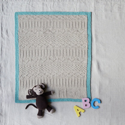 Gansey Style Baby Blanket & Monkey - in Debbie Bliss Cashmerino Aran & Baby Cashmerino