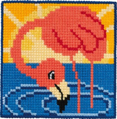 Permin Children's kit Flamingo Cross Stitch Kit - 25x25cm