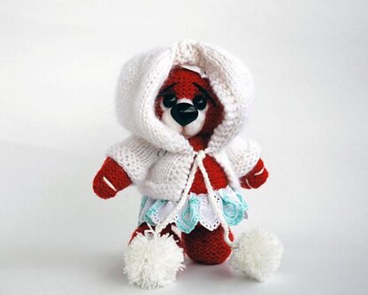 Winter Cherry Teddy bear with felted nose