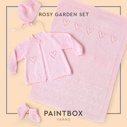 "Rosy Garden Set" - Accessory Knitting Pattern in Paintbox Yarns Baby DK