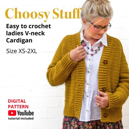 Crochet Ladies V Neck Cardigan