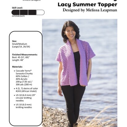 Lacy Summer Topper in Cascade Yarns Sarasota Chunky - C345 - Downloadable PDF
