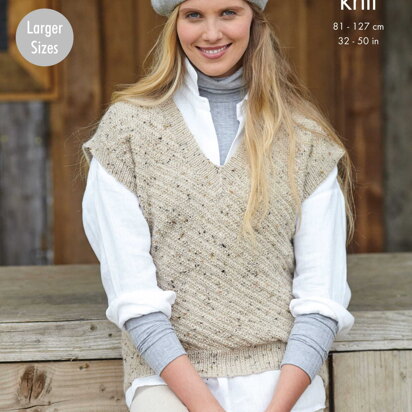 Ladies Round and V Neck Tanks Knitted in King Cole Homespun DK - 5796 - Downloadable PDF - knitting pattern