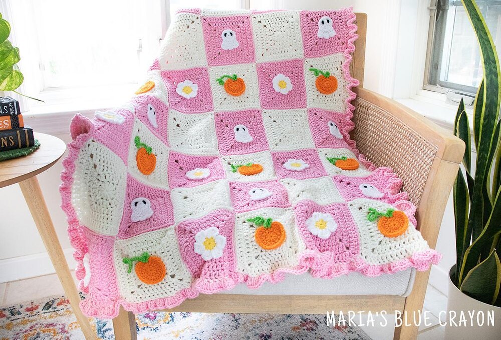 Spooky Cute Halloween Granny Square Blanket Crochet pattern by