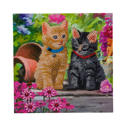 18 x 18 cm Crystal Art Diamond Painting-Kartenset „Zwei Kätzchen“