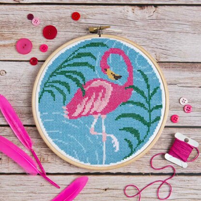 Hawthorn Handmade Flamingo Cross Stitch Kit - 17.8cm