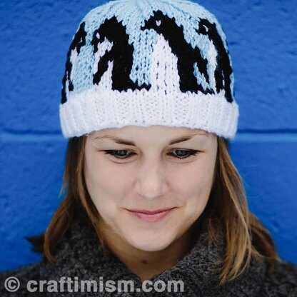 Penguin Patterned Knit Hat