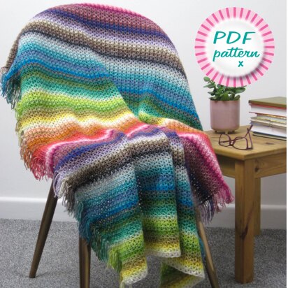 Rainbow V-stitch Stripe Blanket