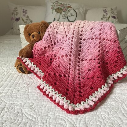 Pink and gray discount crochet baby blanket pattern