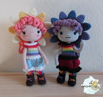 Doll crochet pattern tutorial "Mini rainbow fairy"