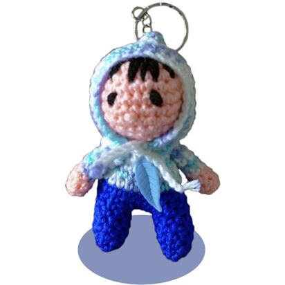 Crochet pattern keychain forest spirit Hano