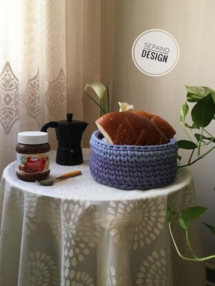 Zpagetti (t-shirt) yarn basket with handle